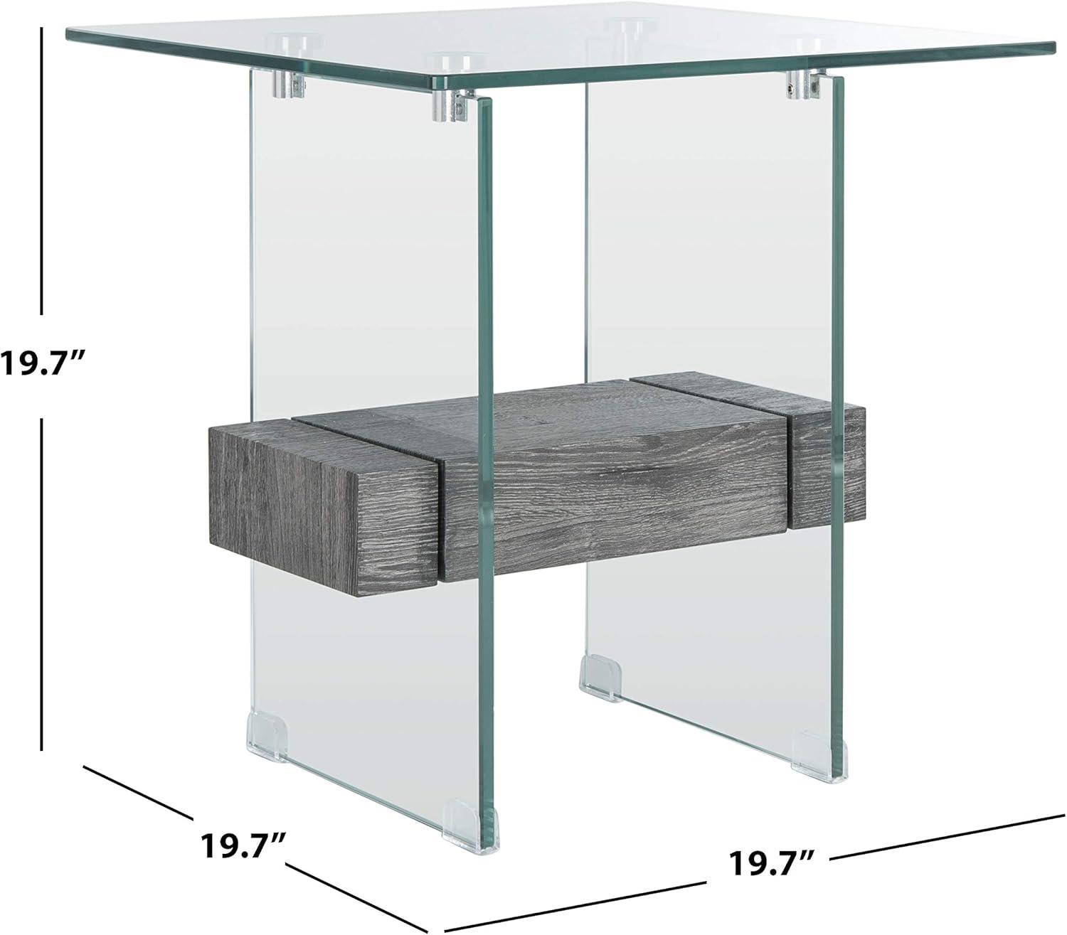 Kayley Accent Table - Glass/Black Oak Shelf - Safavieh.