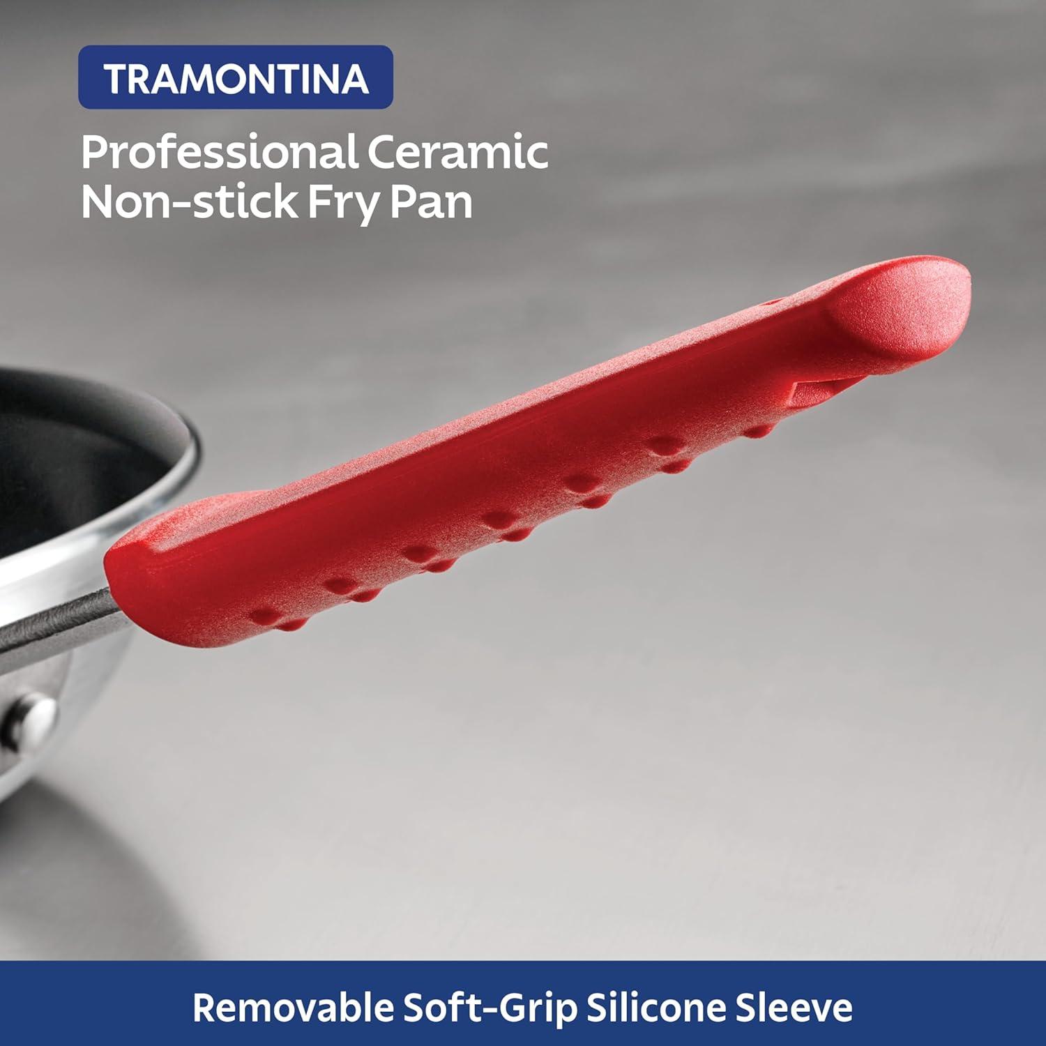 Tramontina Professional 12-Inch Ceramic Non Stick Large Frying Pan, Heavy-Gauge Aluminum Skillet with Nonstick Coating, Dishwasher and Oven Safe, Black