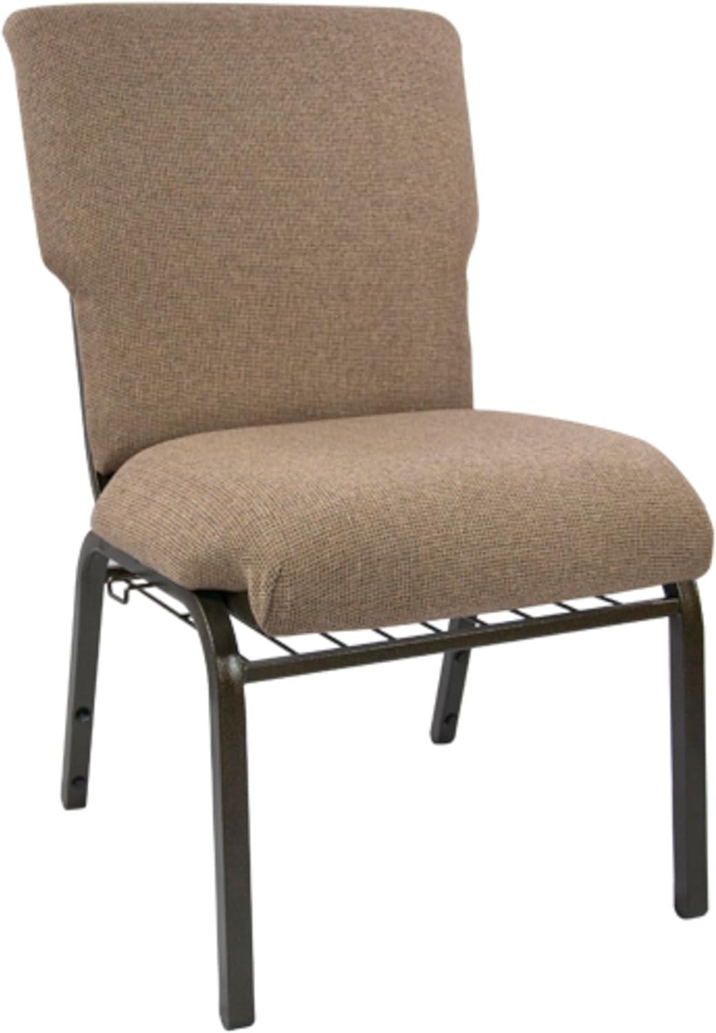 Brown Metal Stacking Church Chair with Padded Seat