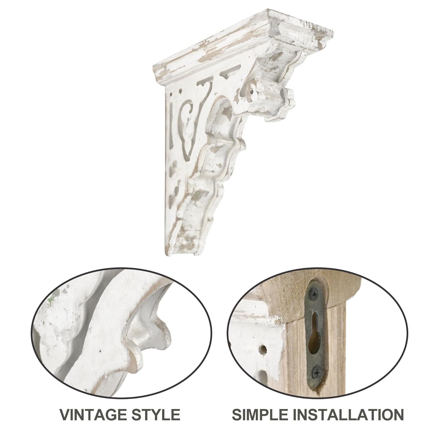 Ophelia & Co. Vintage Shabby Wood Corbels Brackets for Shelf Farmhouse Wall Decor (Set of 2)