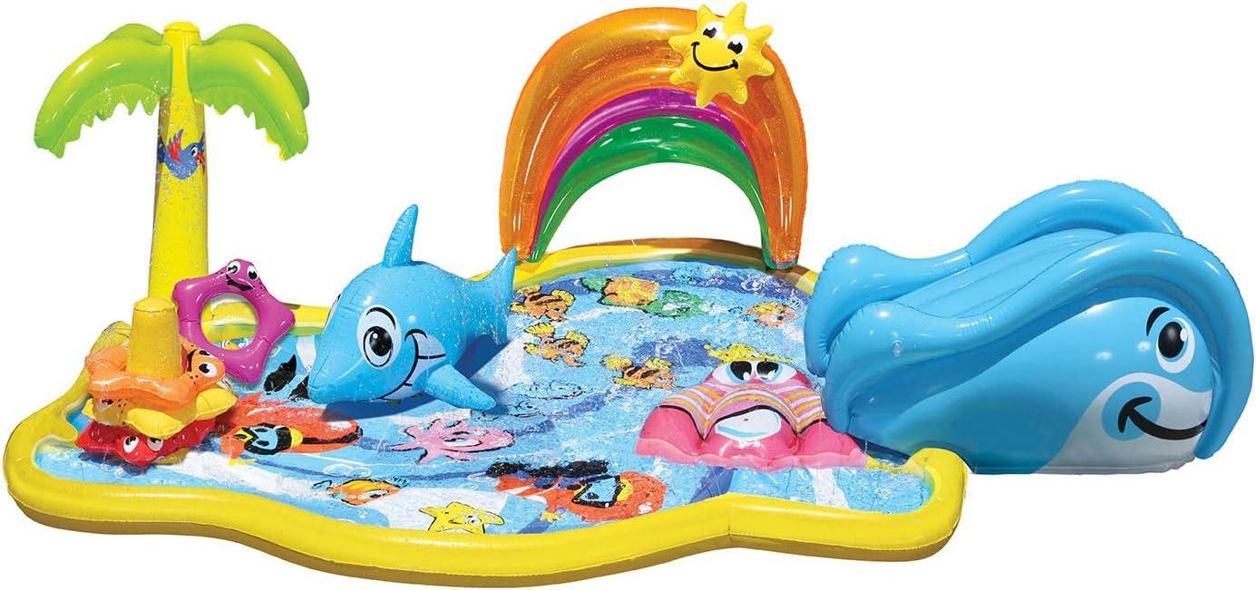 Splish Splash Water Park JR, Length 90 In, Junior Inflatable Outdoor Backyard Water Splash Toy, Multicolor