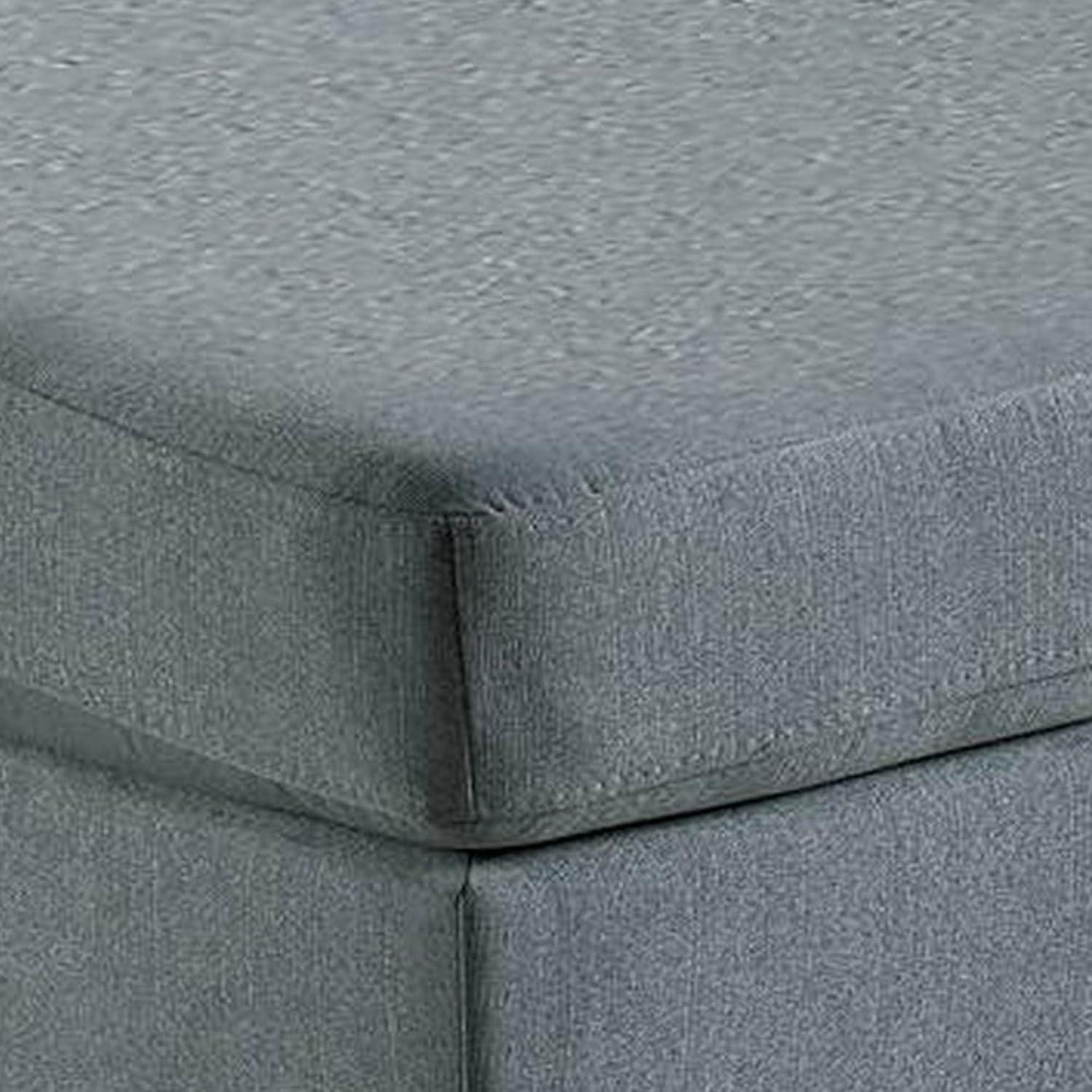 Homestock Natural Beauty Square Ottoman with Gray Linen Upholstery, Plush Foam Seat, Block Legs, 32"L x 26"W x 19"H, Modern Design for Living Room or Bedroom