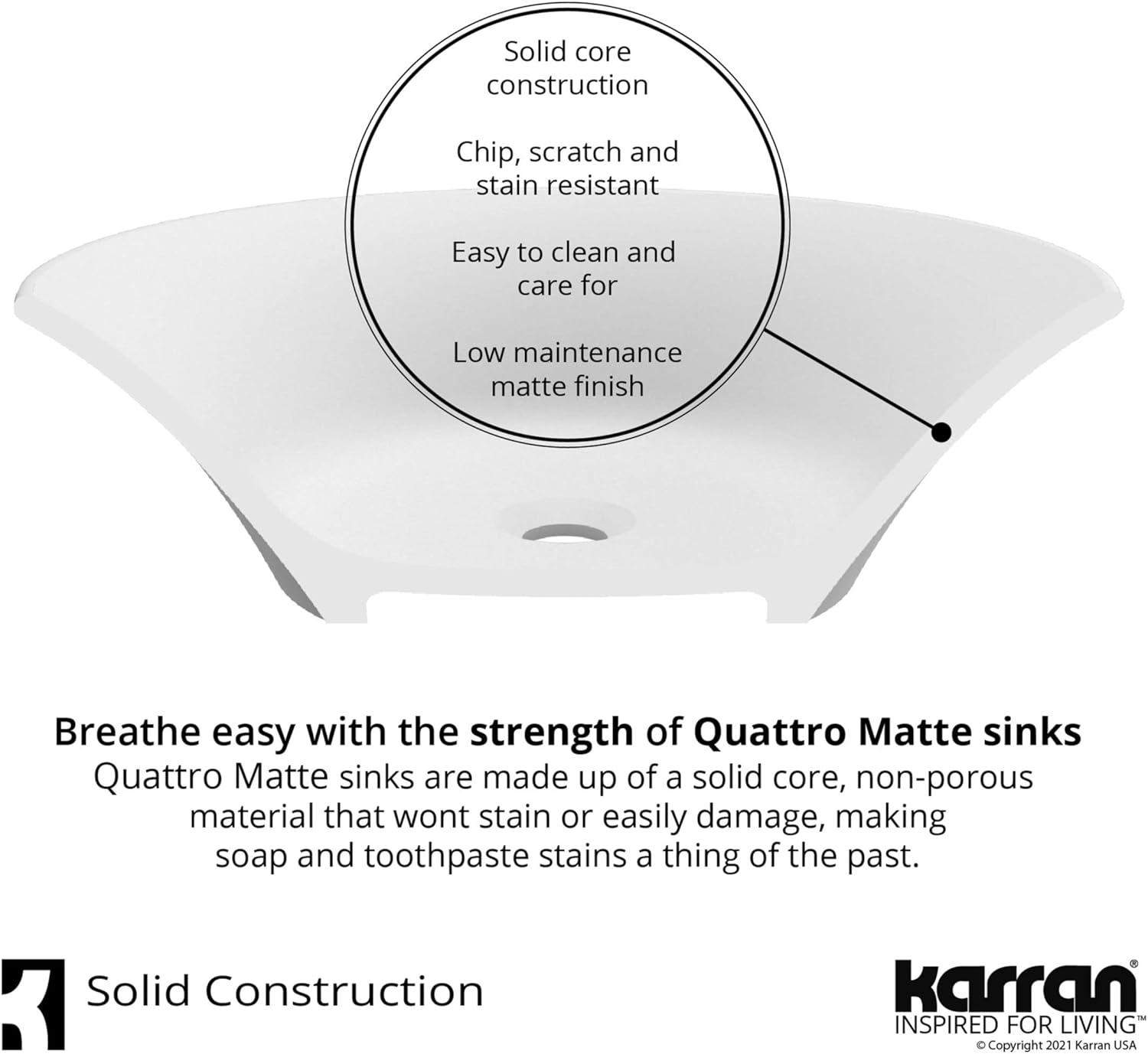 Karran Quattro 23'' X 13-1/4'' Matte White Acrylic Oval Vessel Sink