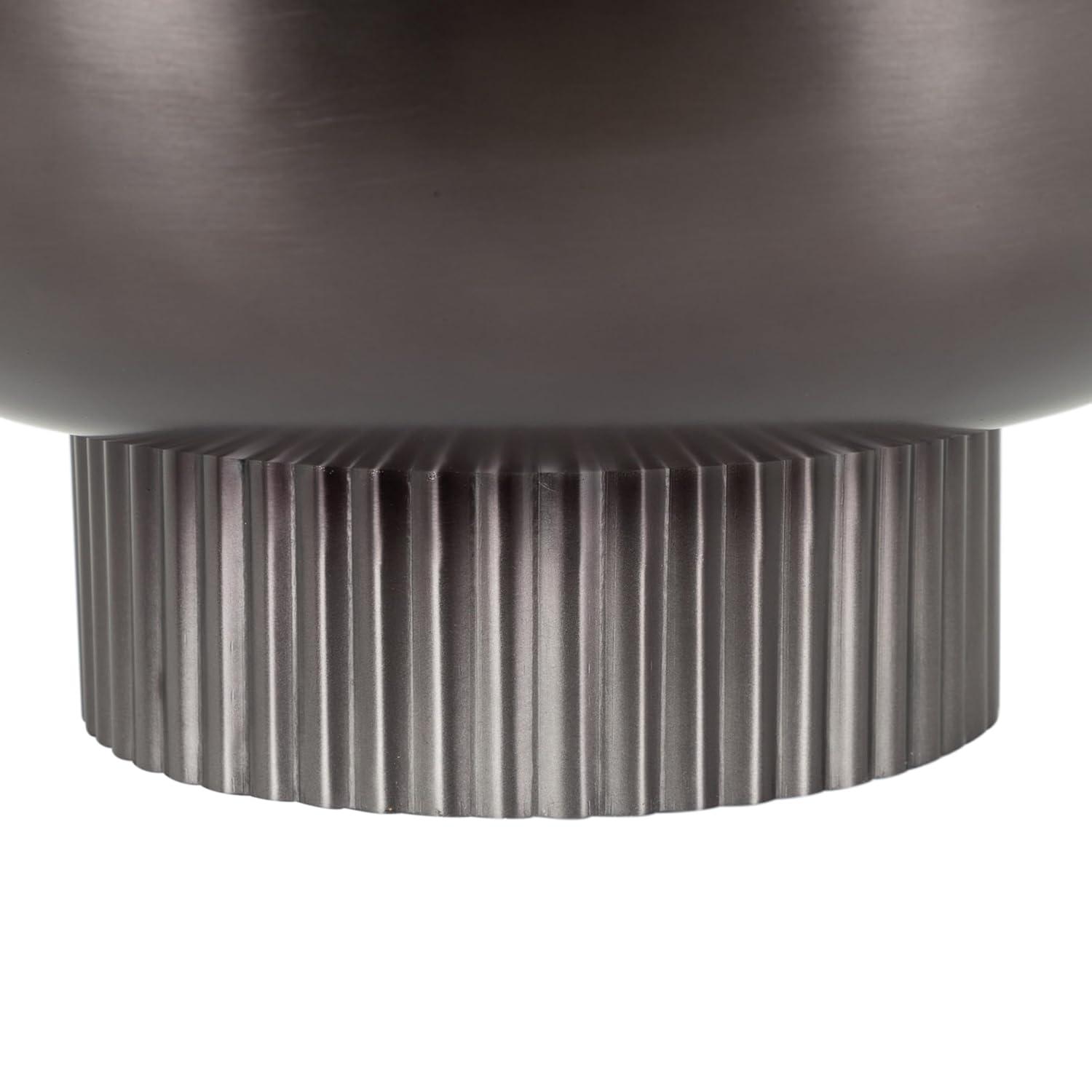 Kate and Laurel Rooks Ribbed Metal Bowl, 12x12x5, Pewter