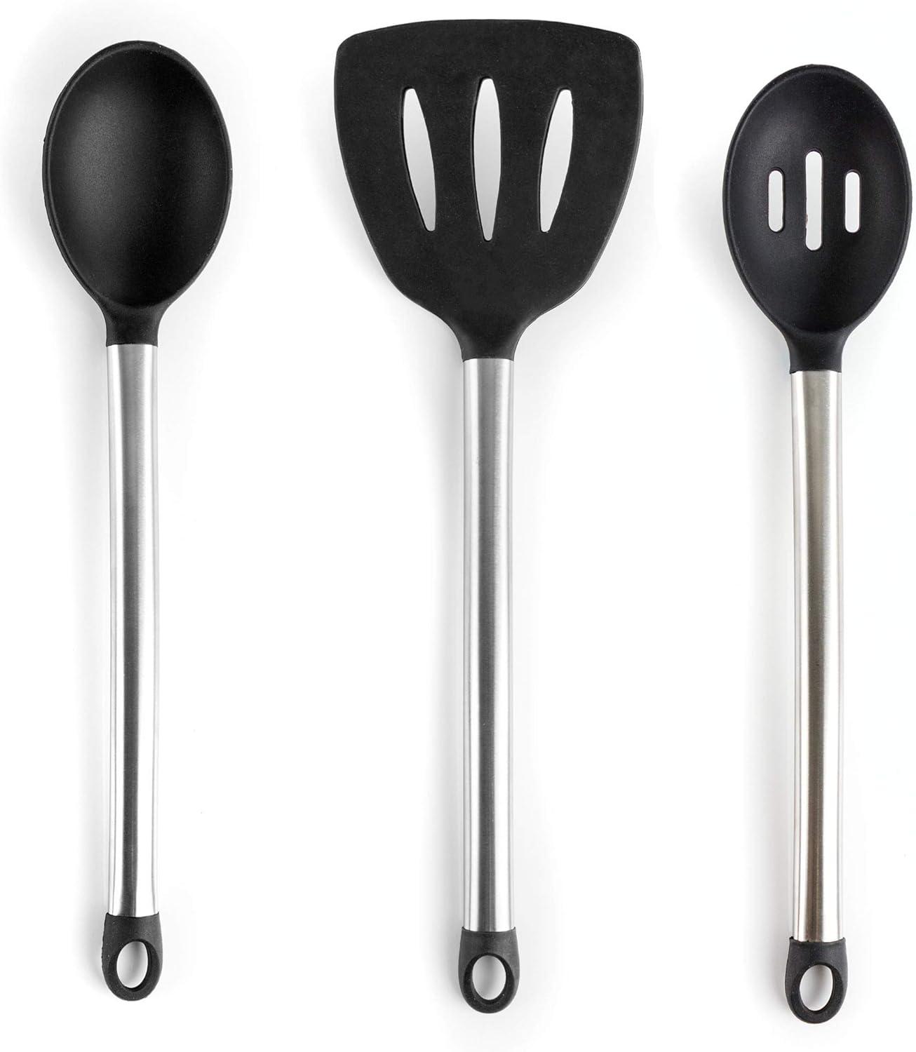 MegaChef 14 Piece Gray Silicone and Stainless Steel Cooking Utensils