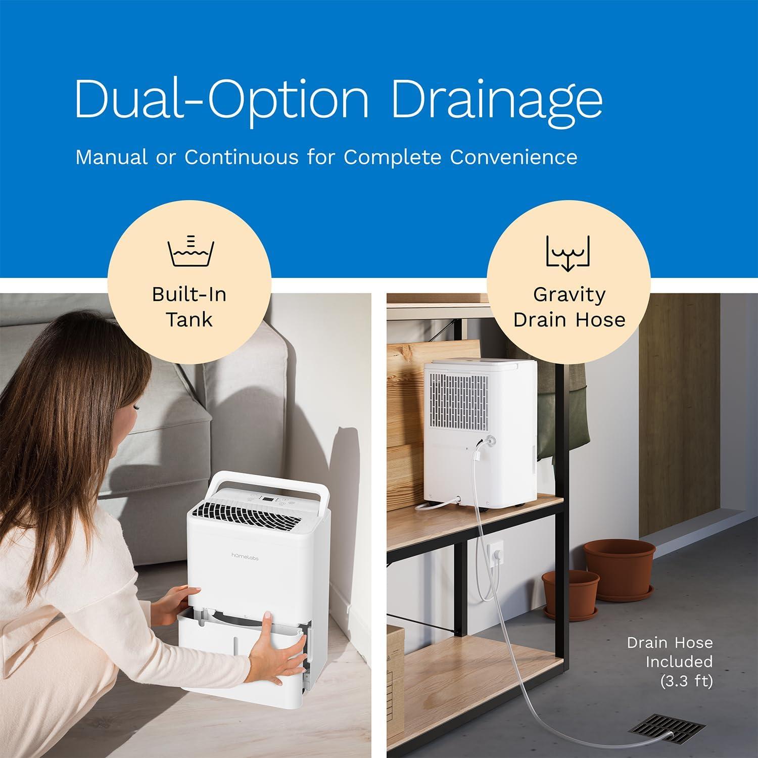 hOmeLabs hOmeLabs 4,000 Sq. Ft Energy Star Dehumidifier with Pump – Ideal for Bedrooms and Laundry Rooms