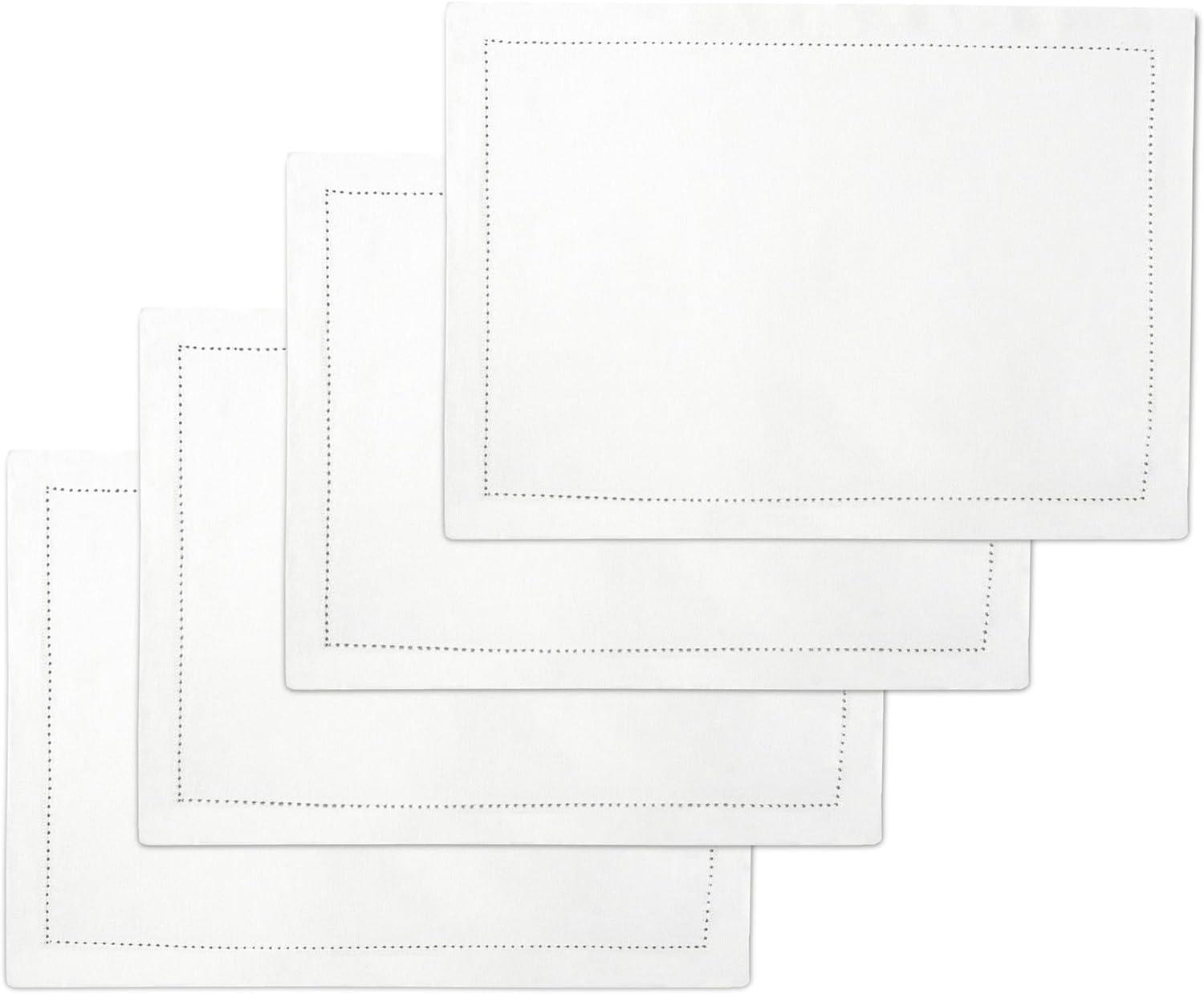 White Hemstitched Cotton Placemats Set of 4