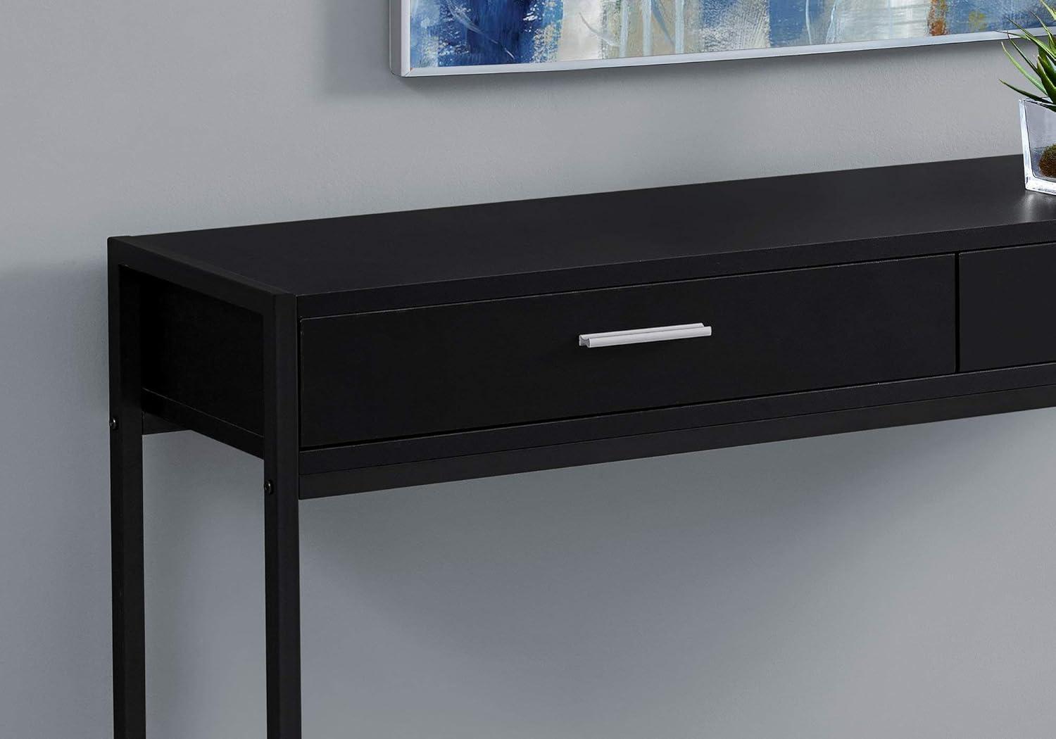 Monarch Specialties Accent Table Console Entryway Narrow Sofa Storage Drawer Living Room Bedroom Black Laminate Black Metal Contemporary Modern
