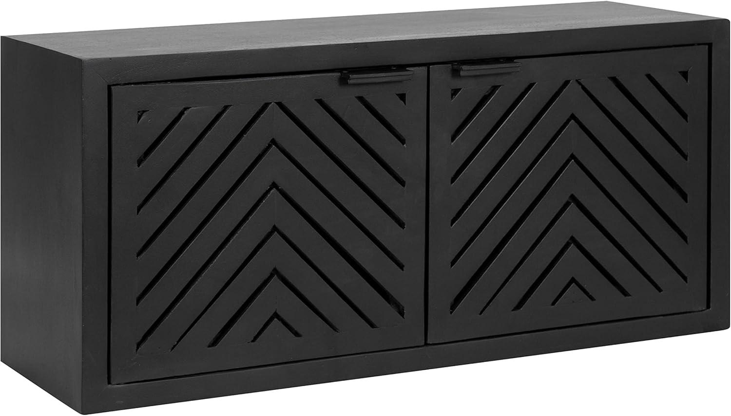 Black Mango Wood 2-Door Wall Cabinet, 30x10x14