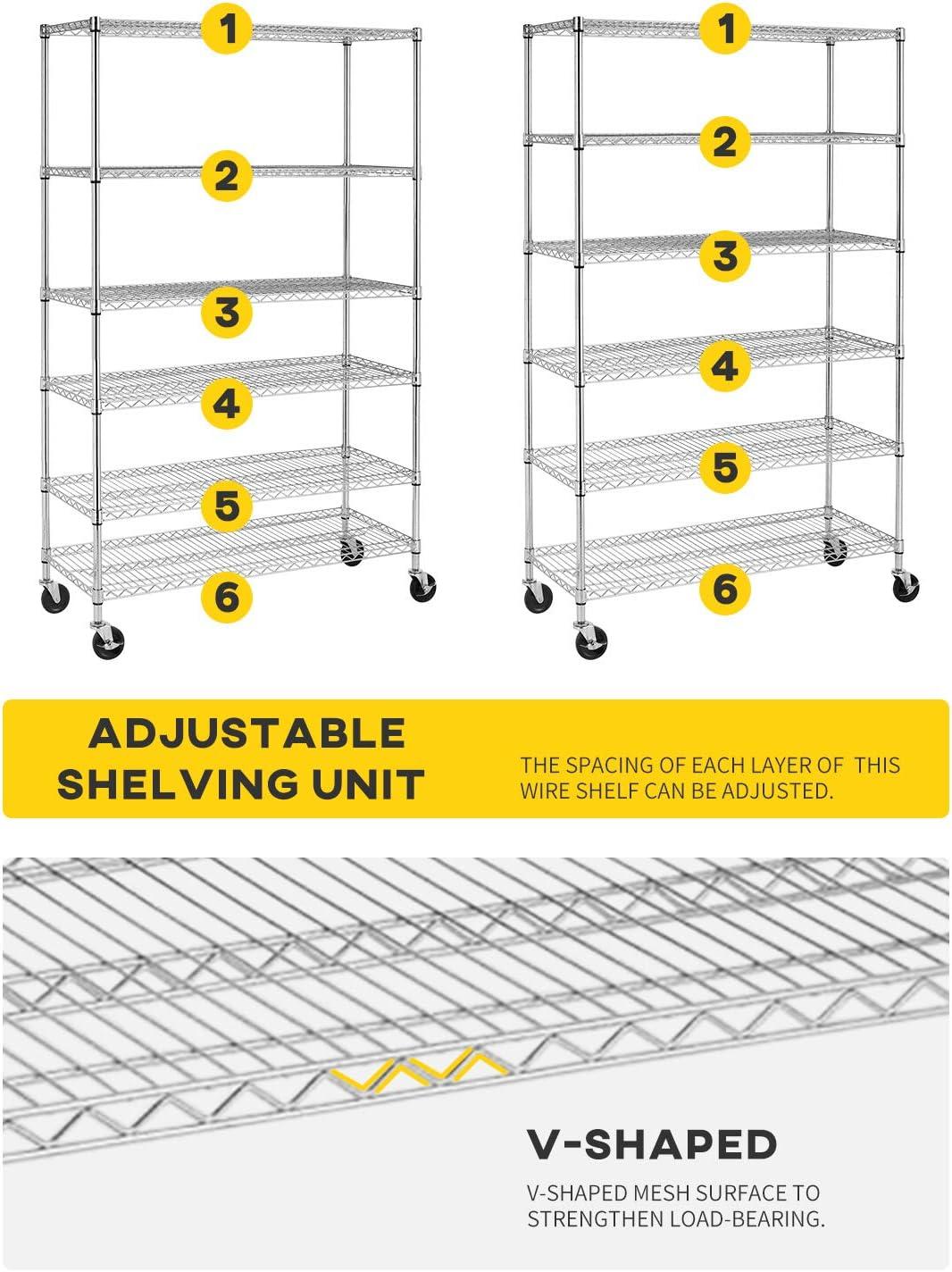 Chrome Heavy Duty Adjustable Metal Wire Shelving Unit