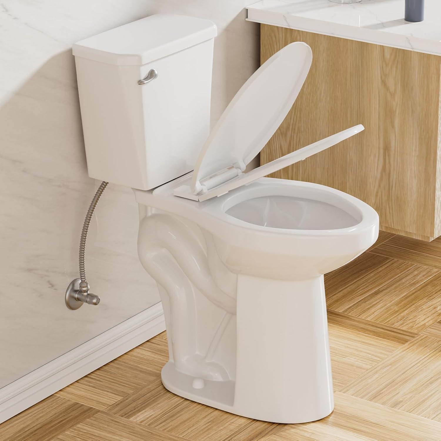 Traditional 21-inch Height Extra Tall Toilet for Bathrooms, Elongated Toilet Seat