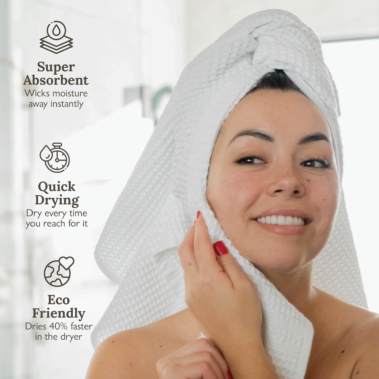 Waffle Towels Wash Cloths for Showering, Exfoliating Washcloth Face Towels, Quick Dry Towel Cotton Washcloths Set of 4, Classic Style (Seafoam)