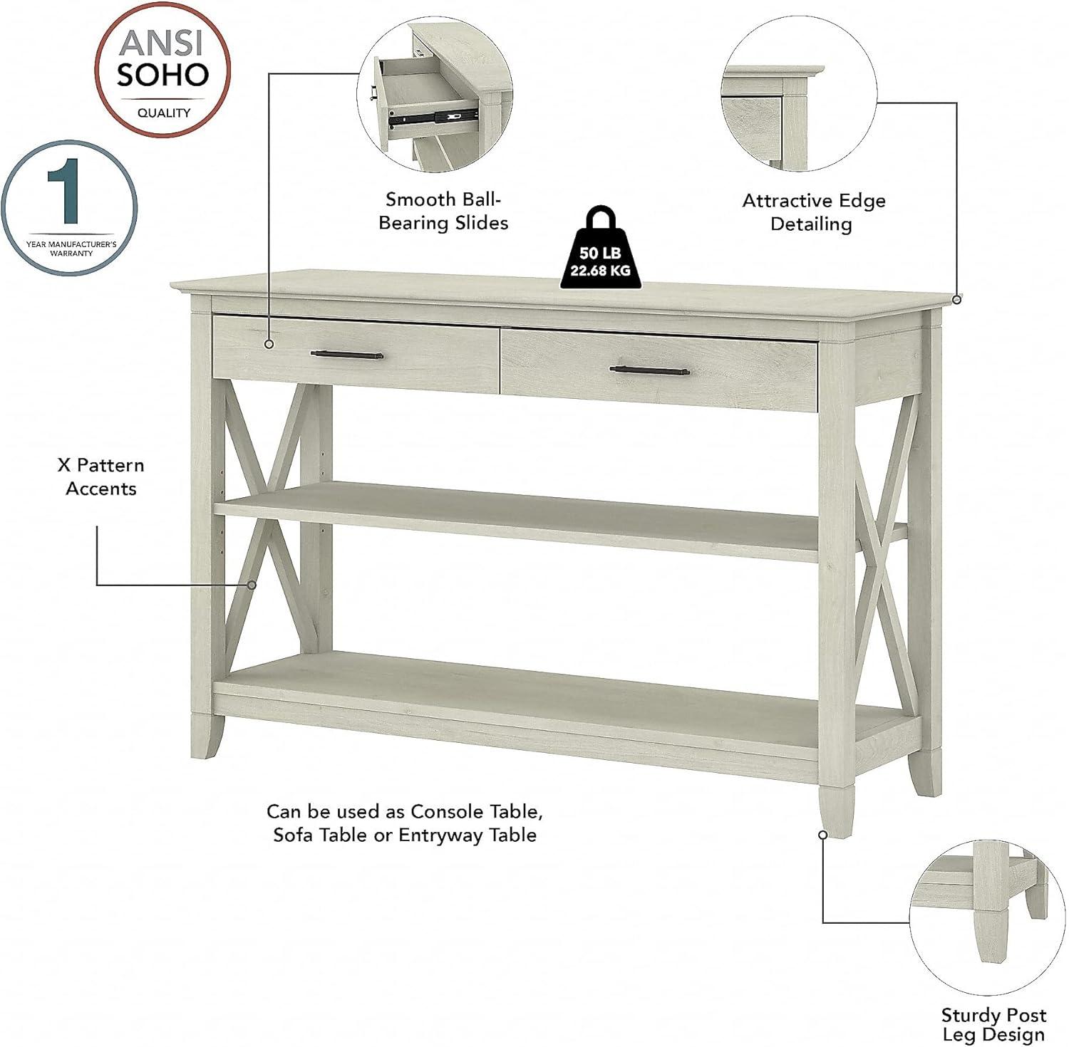 Bush Furniture Key West Console Table, Linen White Oak