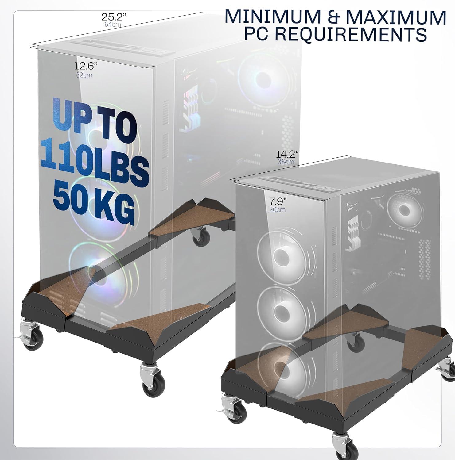 Vivo Vivo Premium Large PC Cart, CPU Rolling Stand, Adjustable Computer Trolley