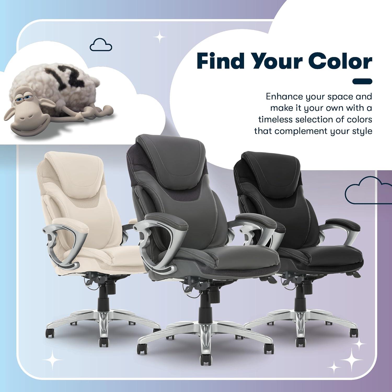 Serta Bryce Executive Office Chair with Patented AIR Lumbar Technology and Layered Body Pillows
