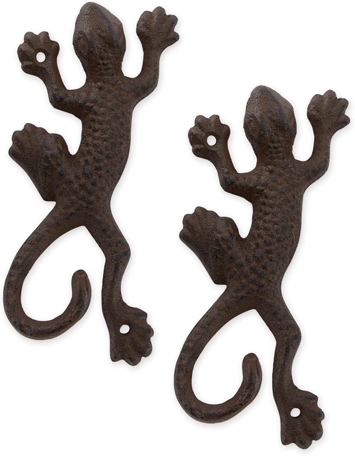 DII Cast Iron Collection Decorative Wall Hook Set, Lizard, 2 Count