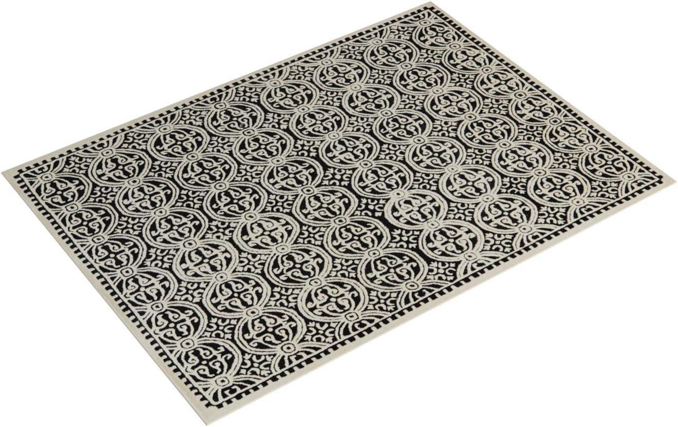 Black and Ivory Hand-Tufted Wool Area Rug 11' x 15'