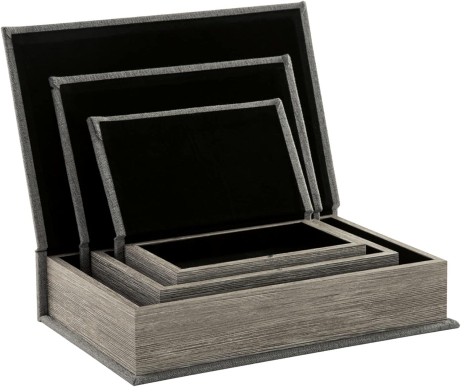 Jolina Gray Velvet-Lined Keepsake Box Set of 3