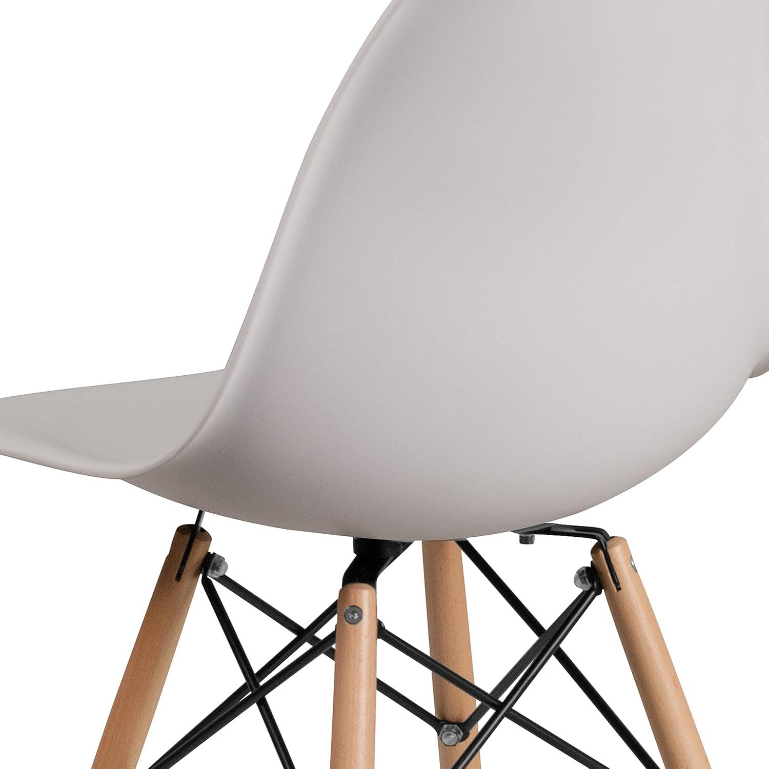 Flash Furniture Elon Series Plastic Chair with Wooden Legs for Versatile Kitchen, Dining Room, Living Room, Library or Desk Use