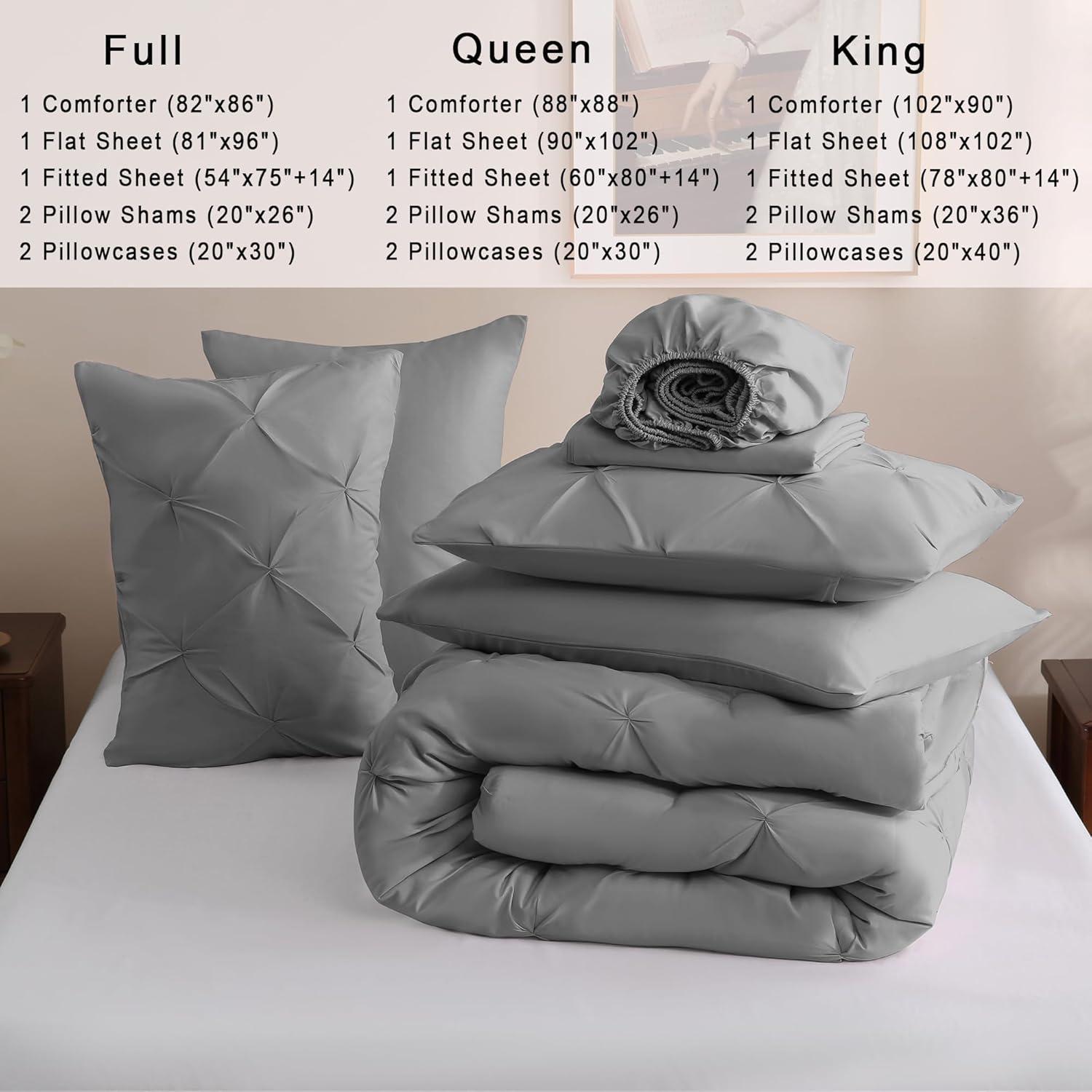 Bed-in-A-Bag Pleated Comforter Set with Bed Sheets