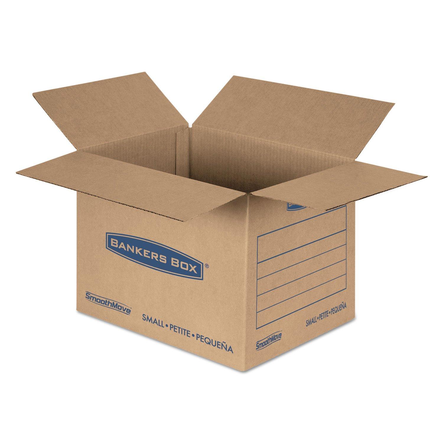 SmoothMove Basic Moving Boxes, Small Internal Dimensions: 12" Width x 16" Depth x 12" Height - External Dimensions: 12.3" Width x 16.5" Depth x 12.6" Height - Heavy Duty - Corrugated - Kraft, Black