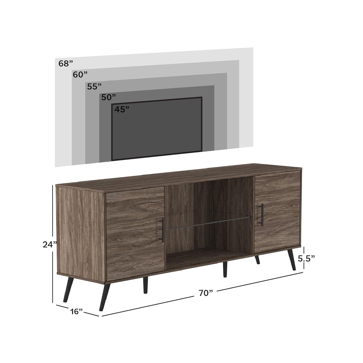 Walker Edison Mid Century 2-Door TV Stand for TVs Up to 68", Slate Grey