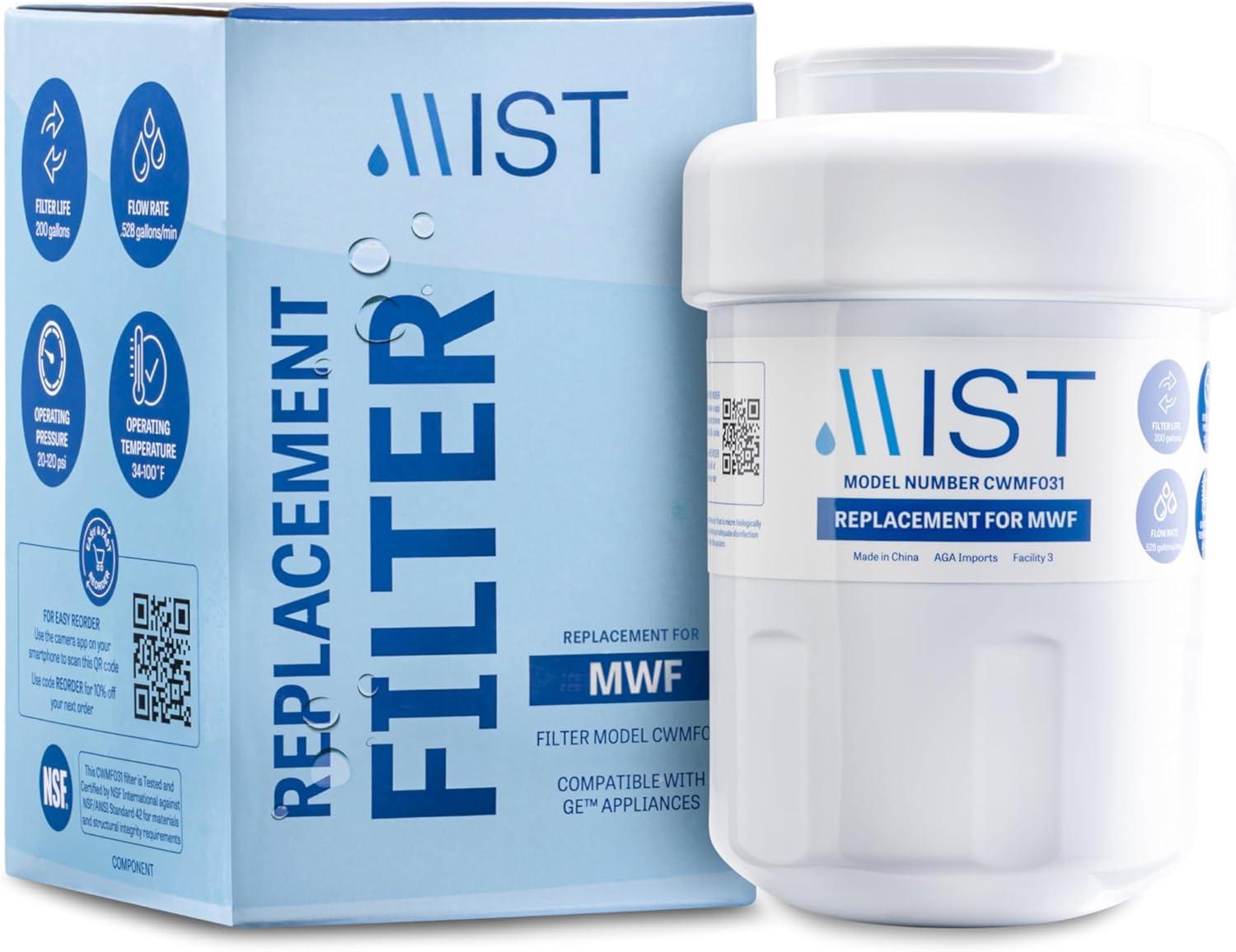 Mist MWF Replacement Refrigerator Water Filter Compatible with GE: MWF, MWFP, GWF, GWFA