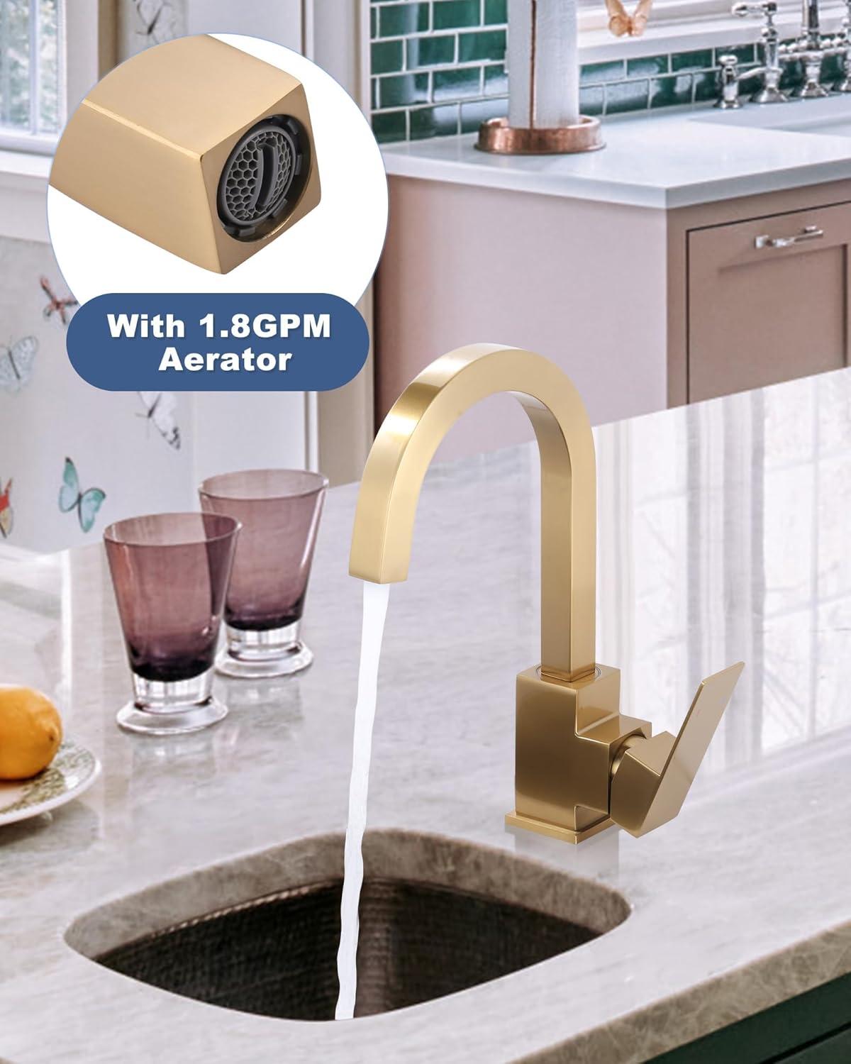 Brushed Gold Stainless Steel Single Handle Bar Faucet