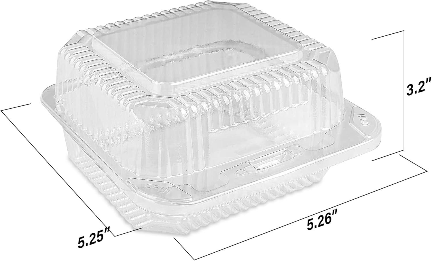 MT Products Clear Square Plastic Containers 5.25 x 5.26" x 3.2" - Pack of 40