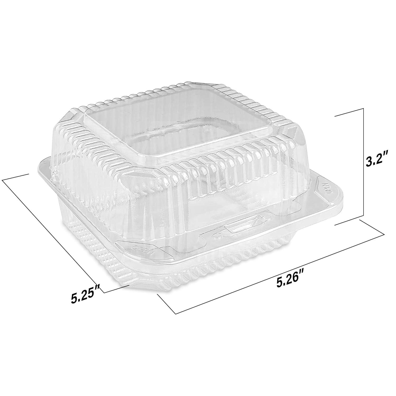 MT Products Clear Square Plastic Containers 5.25 x 5.26" x 3.2" - Pack of 40