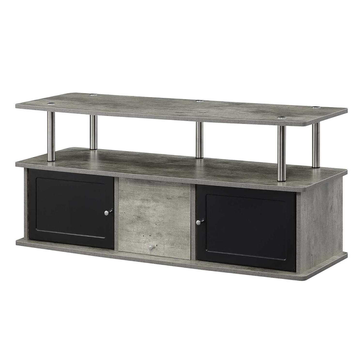Designs2Go TV Stand with 3 Storage Cabinets and Shelf for TVs up to 55 inches, Faux Birch