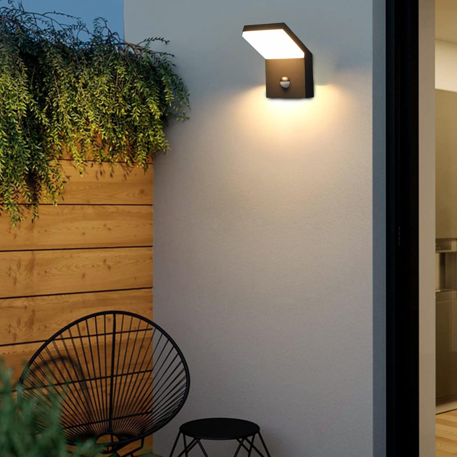 Black Aluminum LED Motion Sensor Outdoor Wall Sconce Set