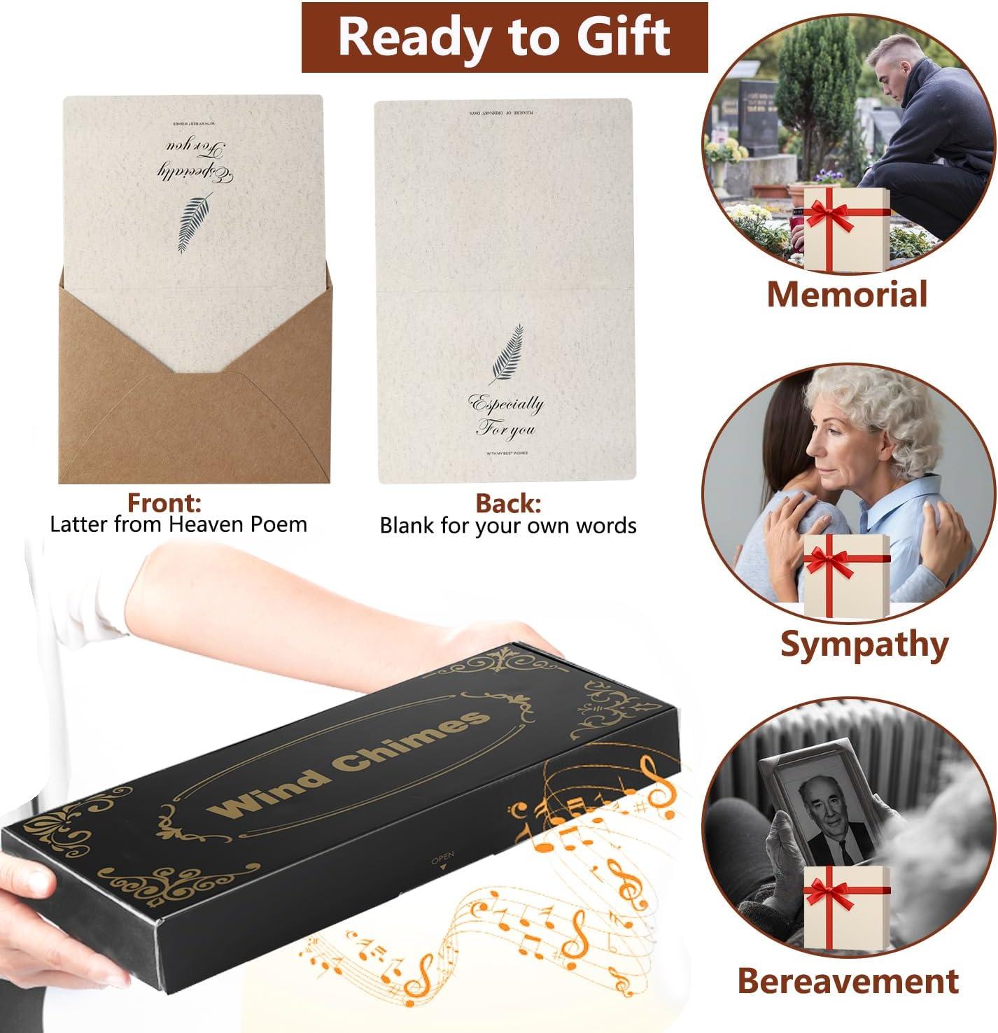 Sympathy Gifts for Loss of Loved One 32" Memorial Wind Chimes for Loss of Loved One Bereavement Condolence Gifts Sympathy Windchimes Memory Wind Chime with Memorial Card