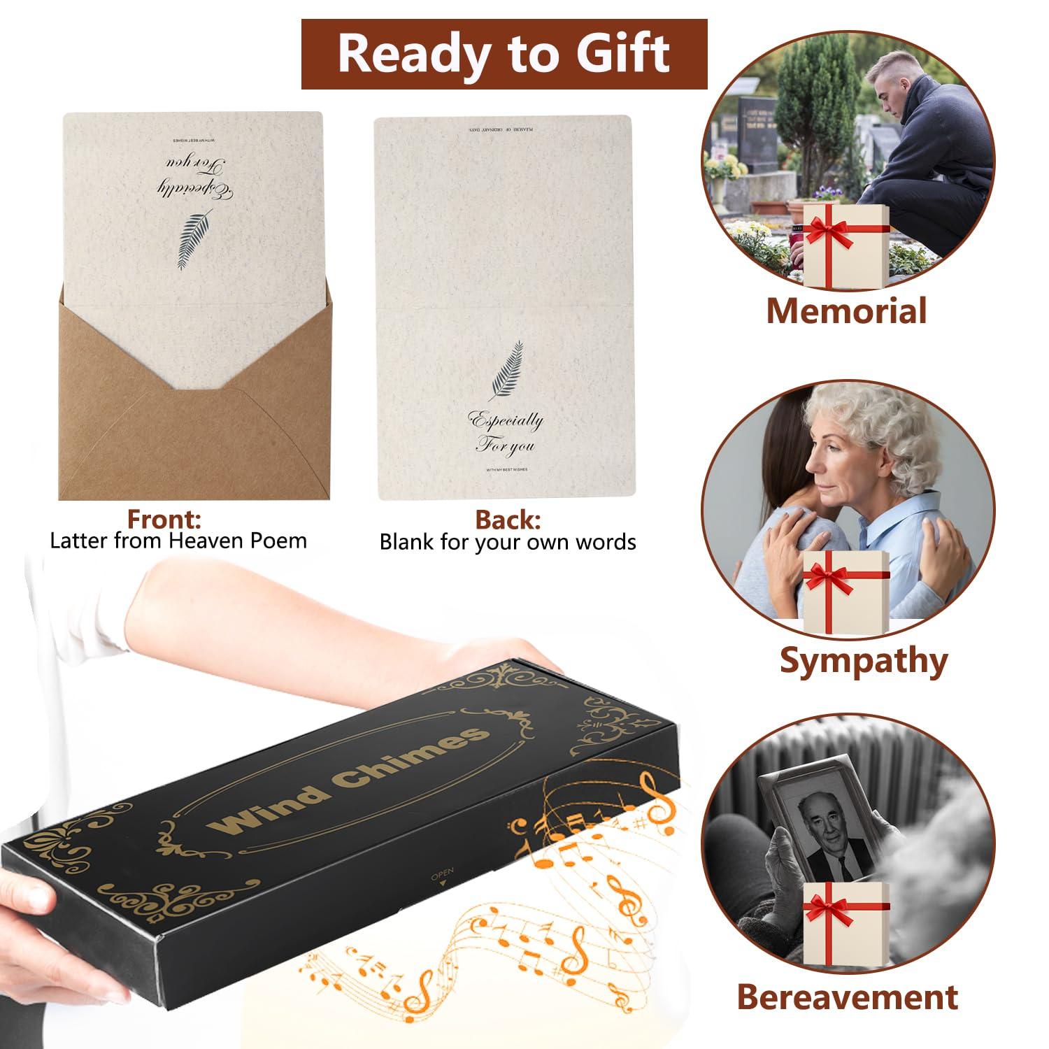 Sympathy Gifts for Loss of Loved One 32" Memorial Wind Chimes for Loss of Loved One Bereavement Condolence Gifts Sympathy Windchimes Memory Wind Chime with Memorial Card