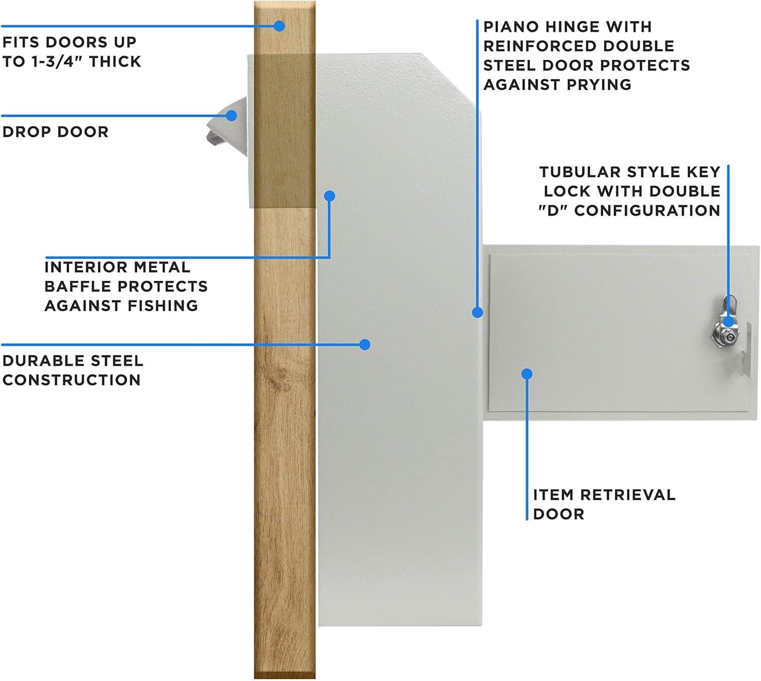 DuraBox Through-The-Door Locking 9" Deposit Drop Box, D700, Grey