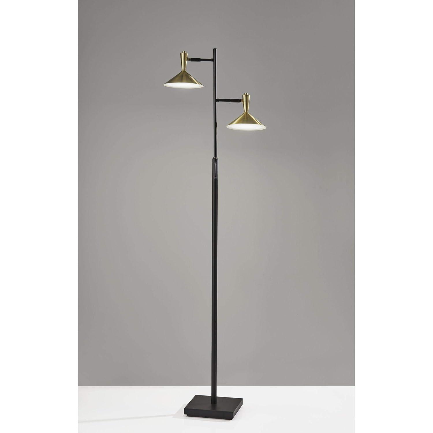 Adesso Lucas LED Tree Lamp, Black with Antique Brass
