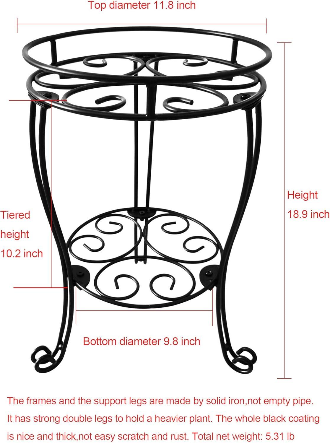 18.9'' Black Iron Indoor/Outdoor Plant Stand