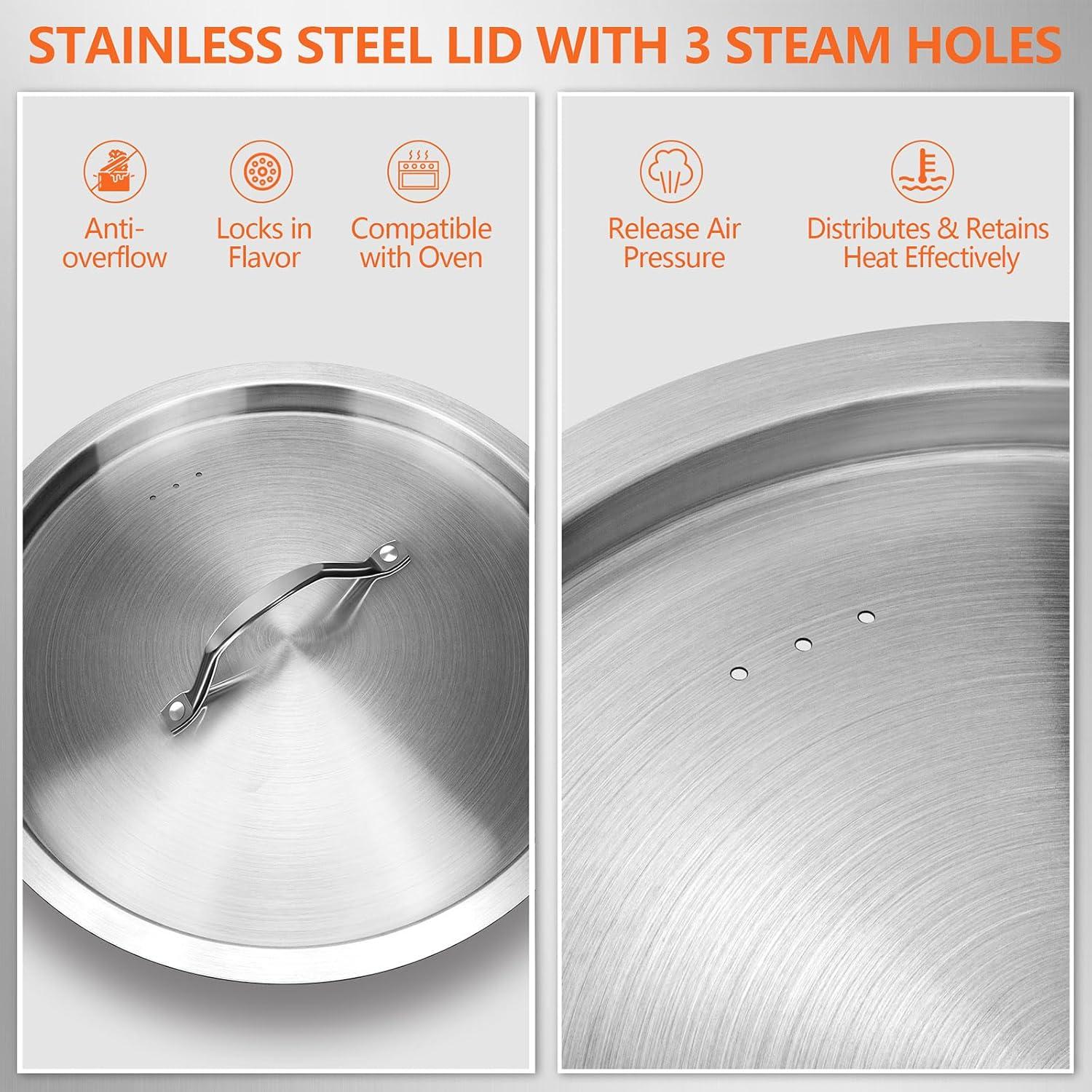 35L/9.25Gal Stock Pot Stainless Steel Large Kitchen Soup Big Cooking Restaurant