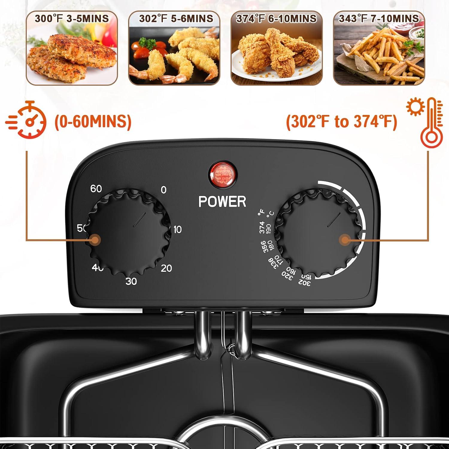 Costway Electric Deep Fryer 5.3 QT/21-Cup Stainless Steel 1700W with Triple Basket