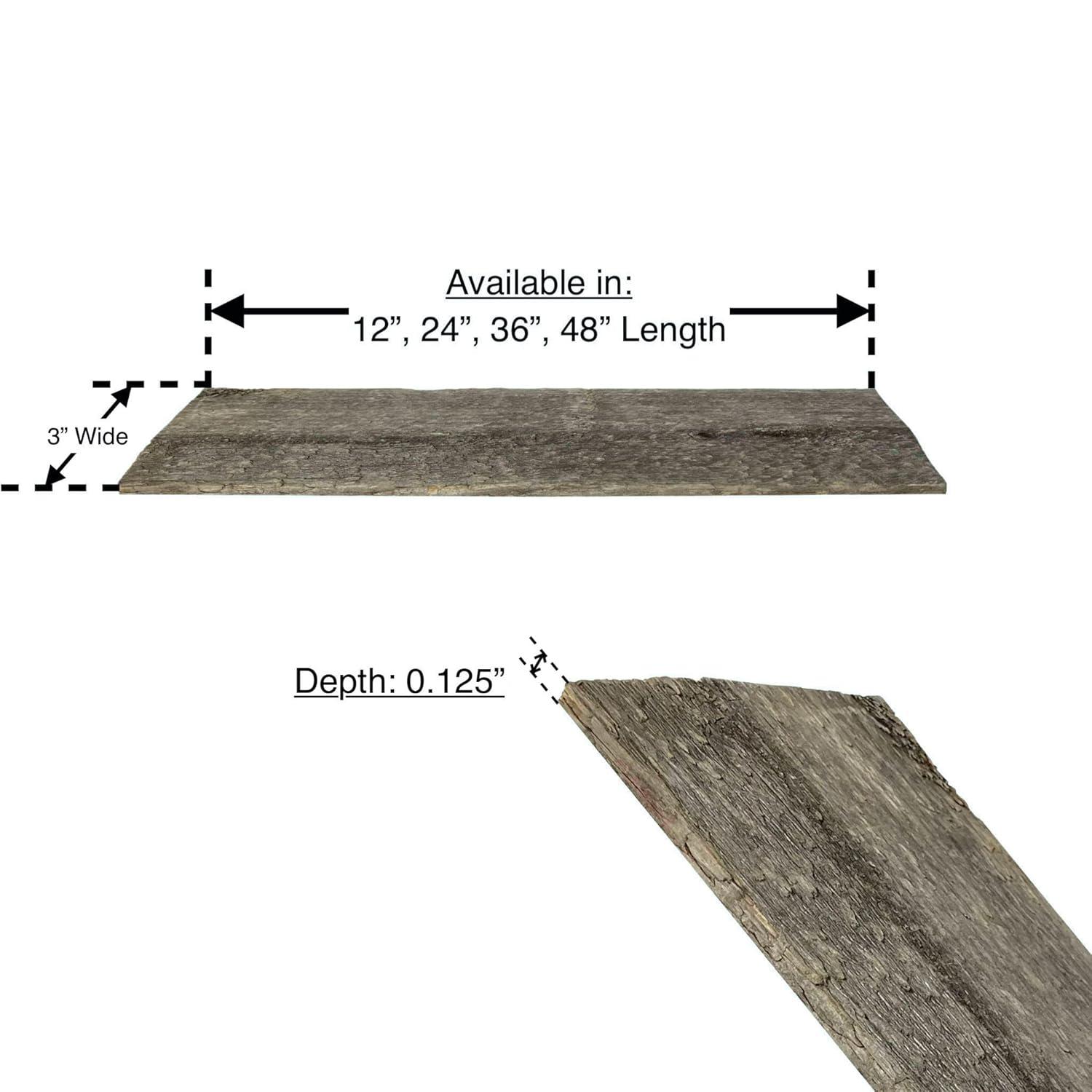 BarnwoodUSA Rustic Farmhouse 36" x 3" Weathered Gray Reclaimed Thin Split Wood Planks, Set of 6