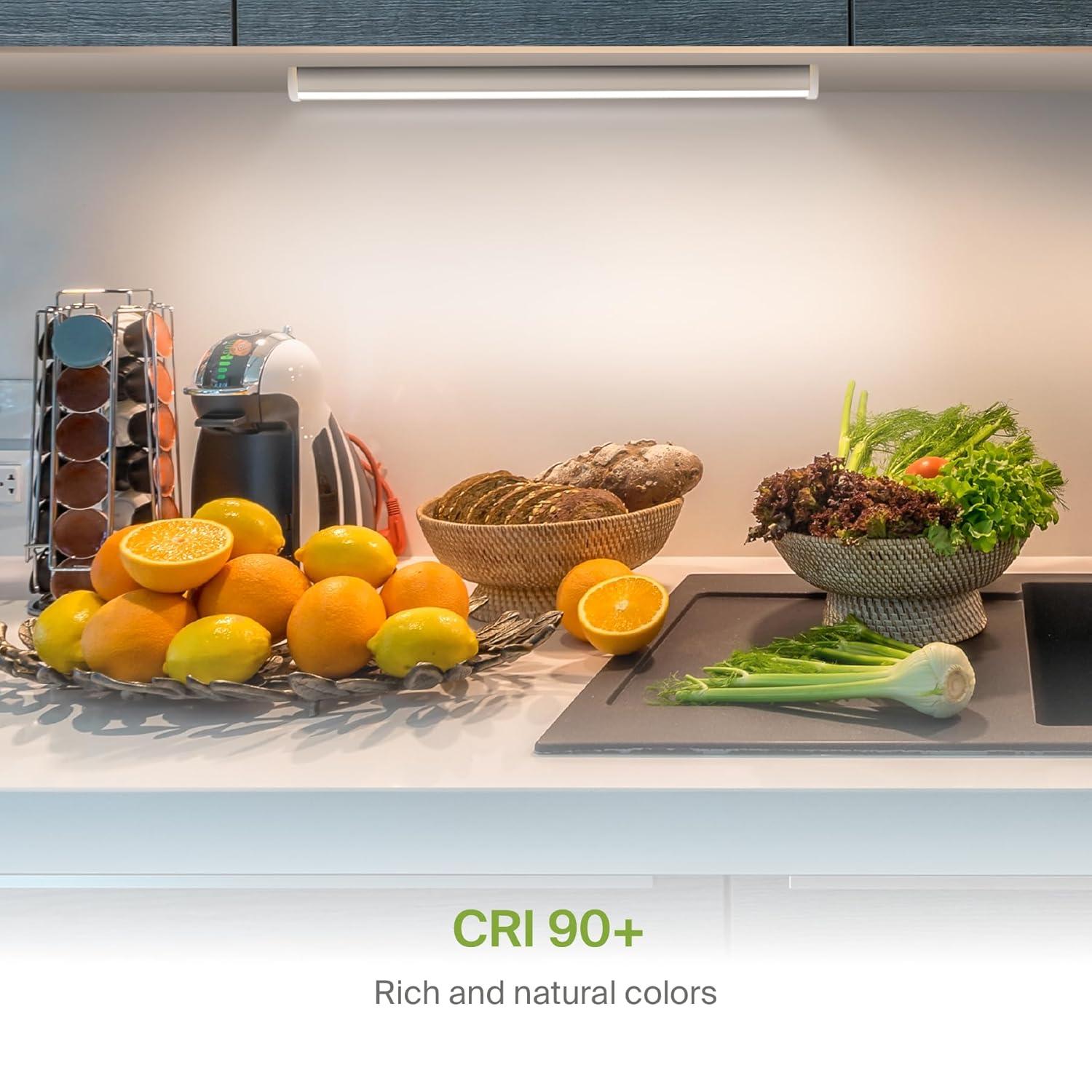 ASD LED Under Cabinet Lighting 9 Inch, Dimmable, Hardwired or Plug-in Installation, 3 Color Levels- 2700K/3000K/4000K, Linkable Kitchen Under Counter Lighting, ETL & Energy Star, White Finish