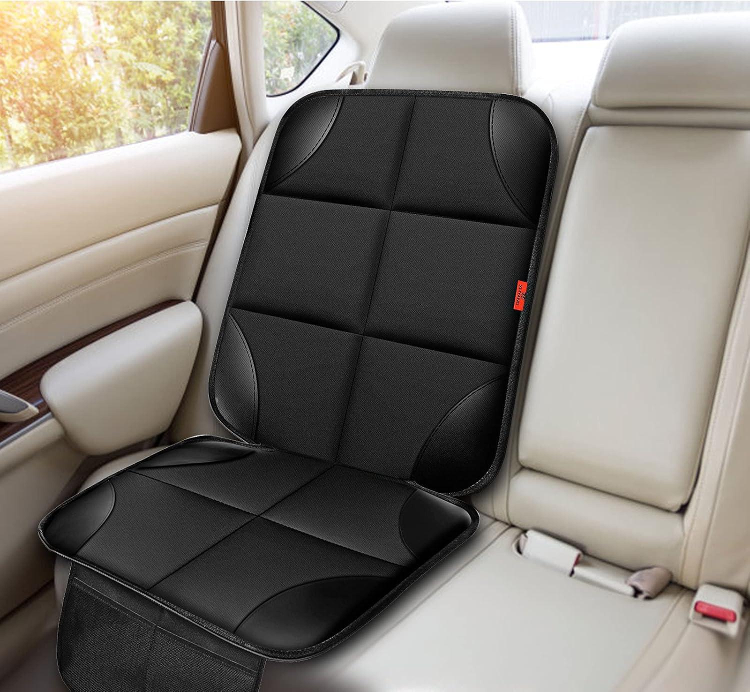 Car Seat Protector 1 Pack Car Seat Cushion Mat Thickest Padding,Waterproof 600D Fabric Car Seat Covers for Non-Slip Backing Mesh Pockets for Baby and Pet (1 Seat Protector)