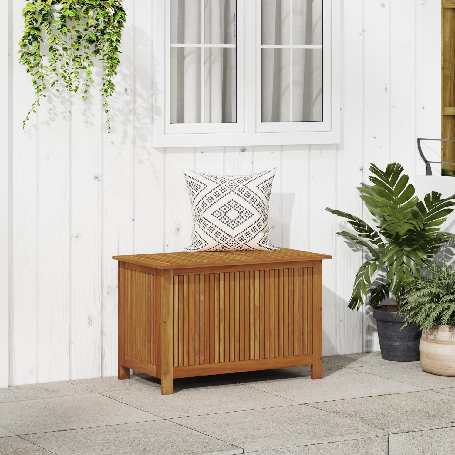 vidaXL Patio Storage Box 35.4Inchx19.7Inchx22.8Inch Solid Acacia Wood