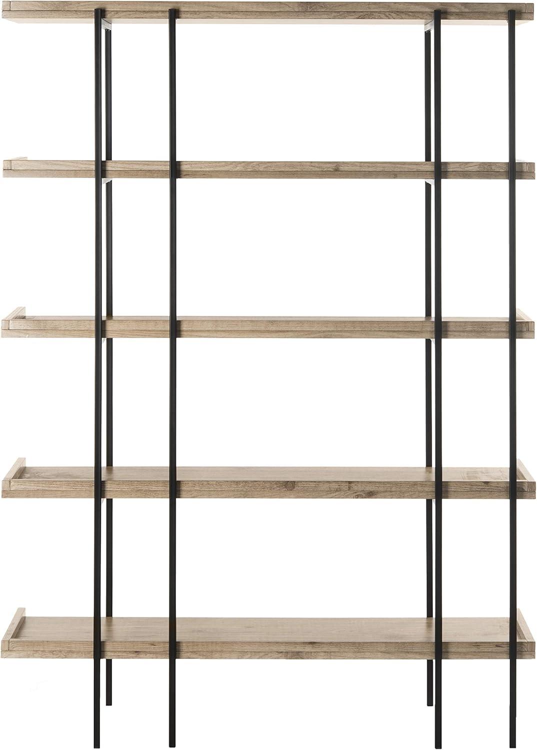 Cecilia Retro Mid Century 5-Tier Wood Etagere - Oak/Black - Safavieh