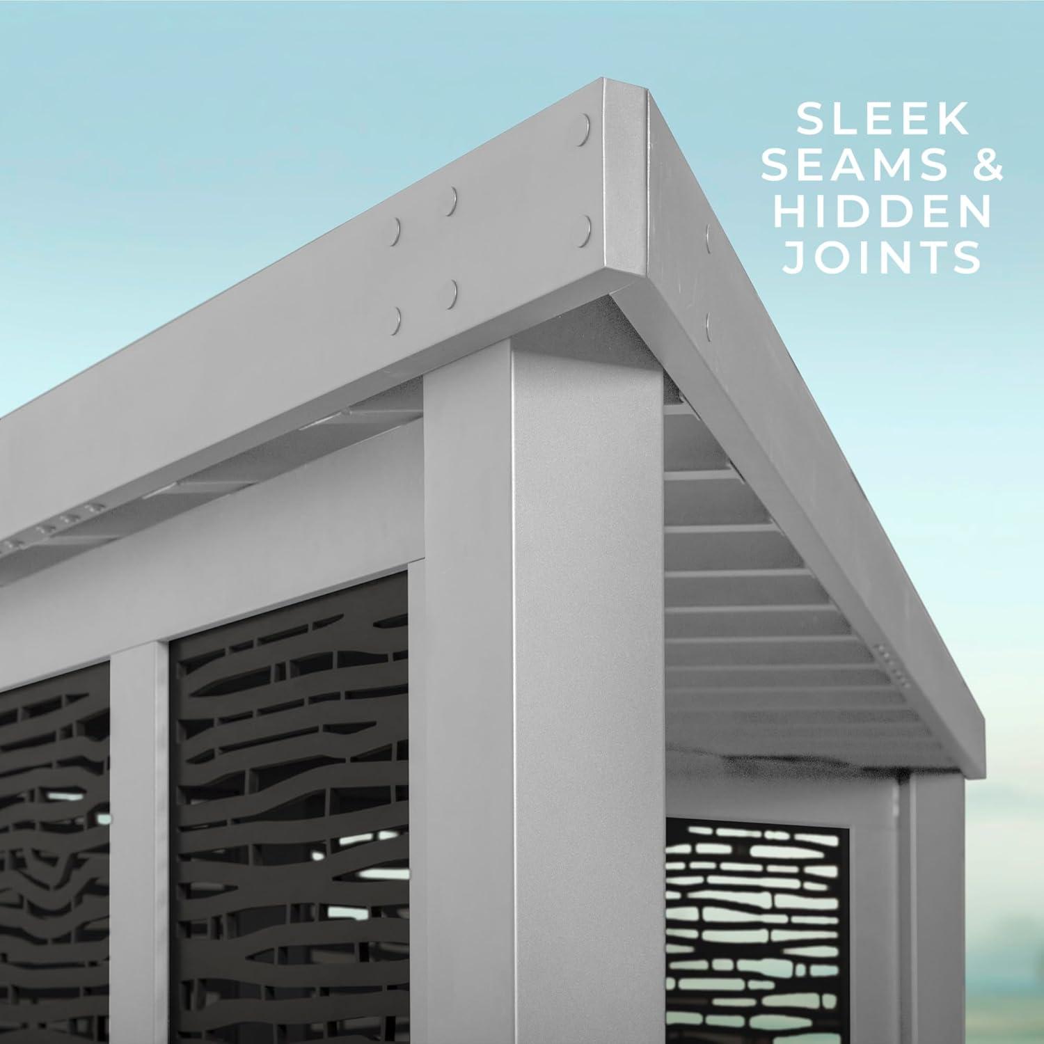 Backyard Discovery Backyard Discovery Ridgedale 12' x 8' Modern Galvanized Steel Cabana Corner Pergola with Shade Sail Canopy and Conversation Seating