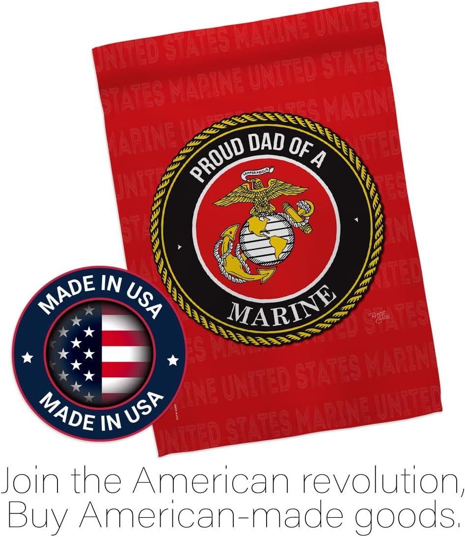 Breeze Decor G158518-BO Proud Dad Marines Garden Flag Armed Forces Marine Corps 13 x 18.5 in. Double-Sided Decorative Vertical Flags for House Decoration Banner Yard Gift