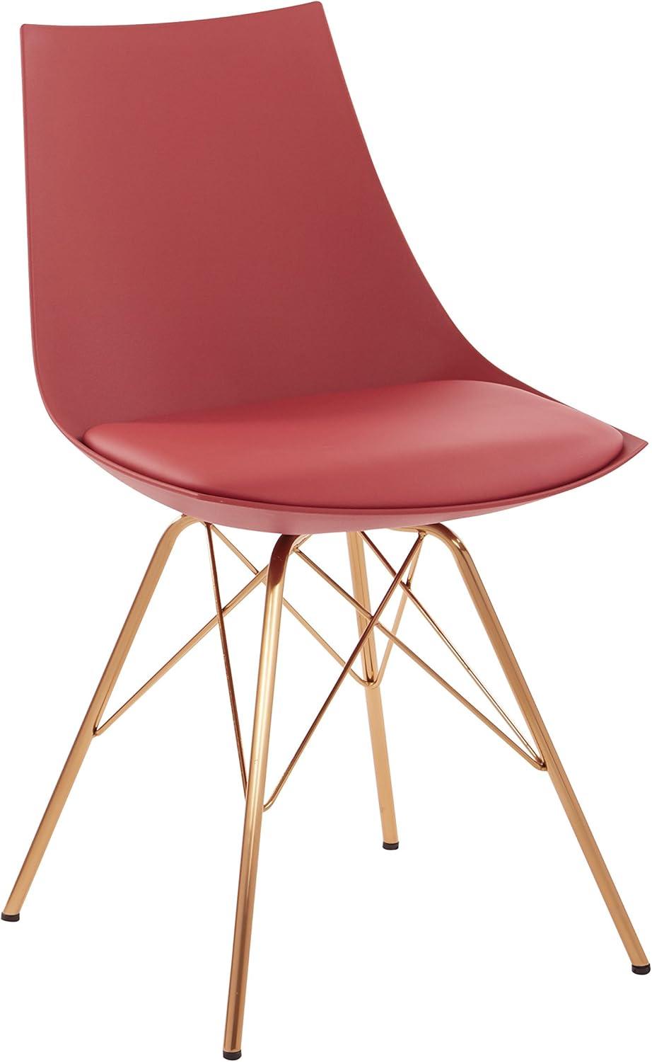 OSP Home Furnishings Oakley Chair in Desert Rose Faux Leather with Gold Chrome Base