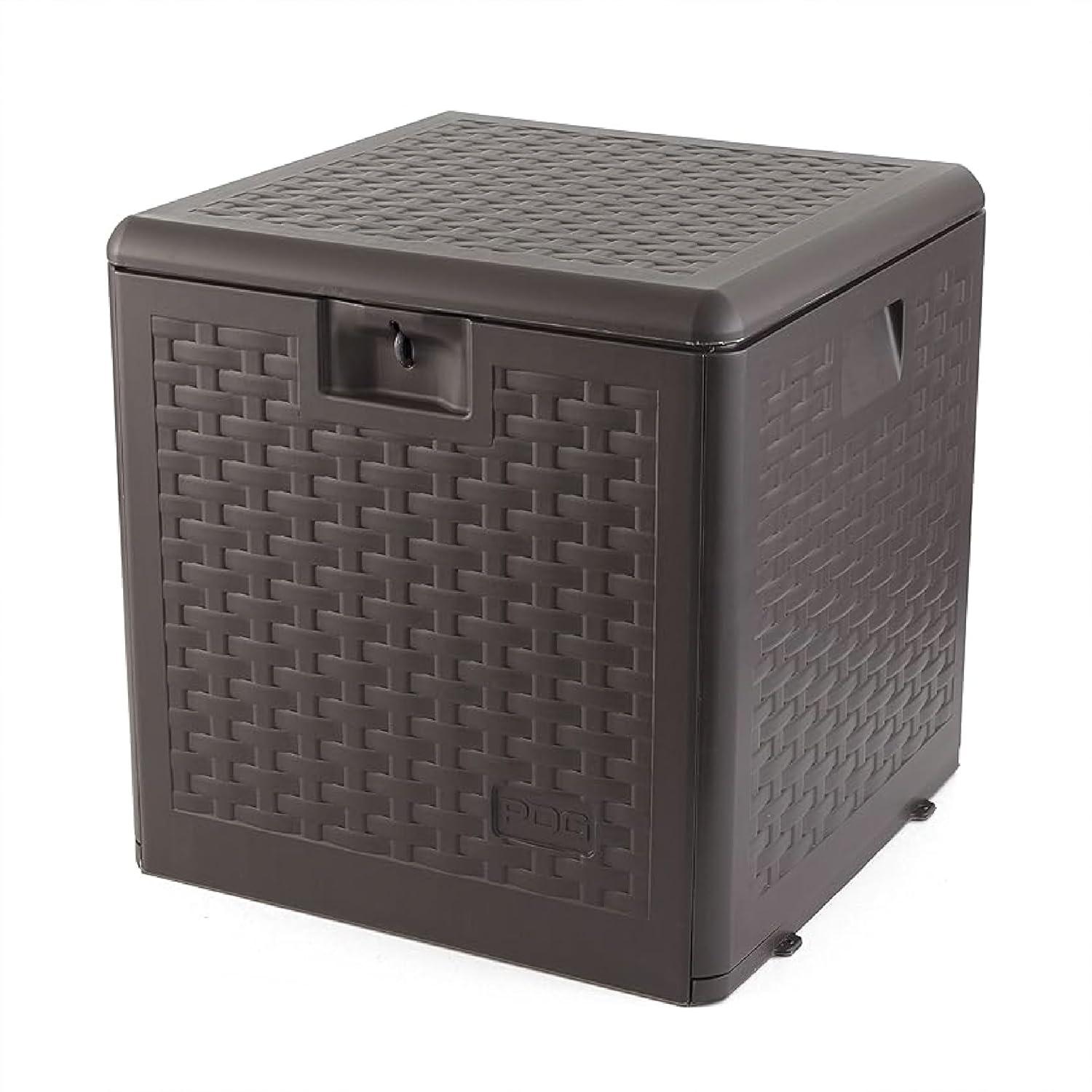 Plastic Development Group Weatherproof Resin Outdoor Patio Storage Deck Box with Secure Lid Retainer Straps