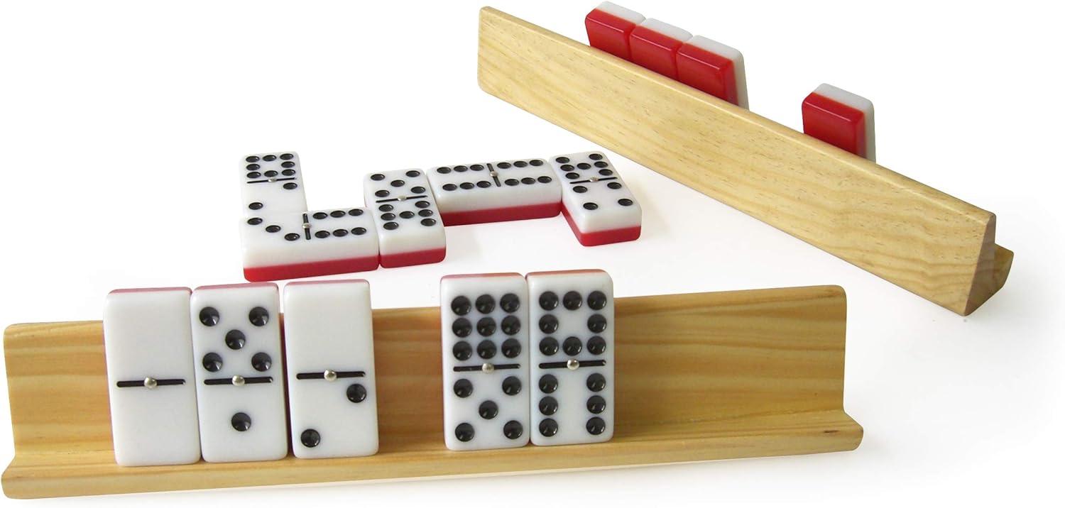 Bene Casa 4-Piece Wooden Domino Holder/Rack Set – Premium Wood Racks for Easy Tile Organization