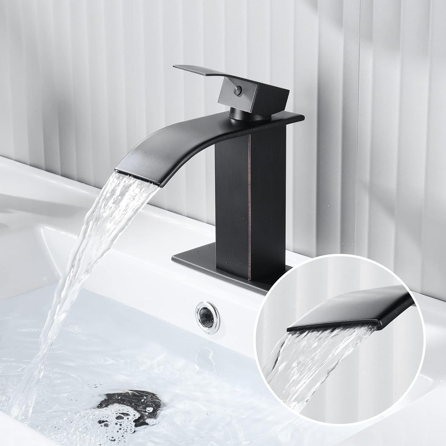 Oil Rubbed Bronze Single Handle Waterfall Bathroom Faucet